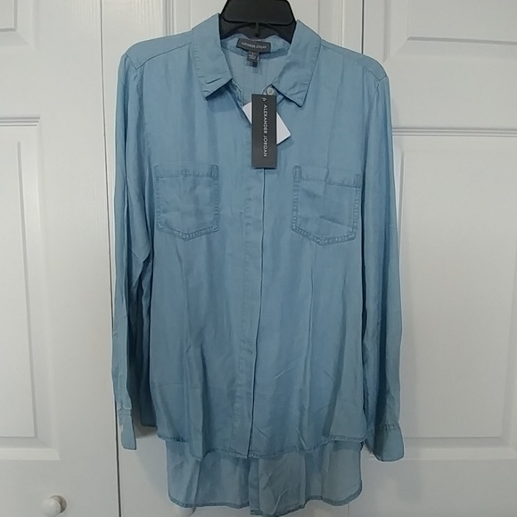 Alexander Jordan Tops - NWT Light Chambray Split Back Blouse